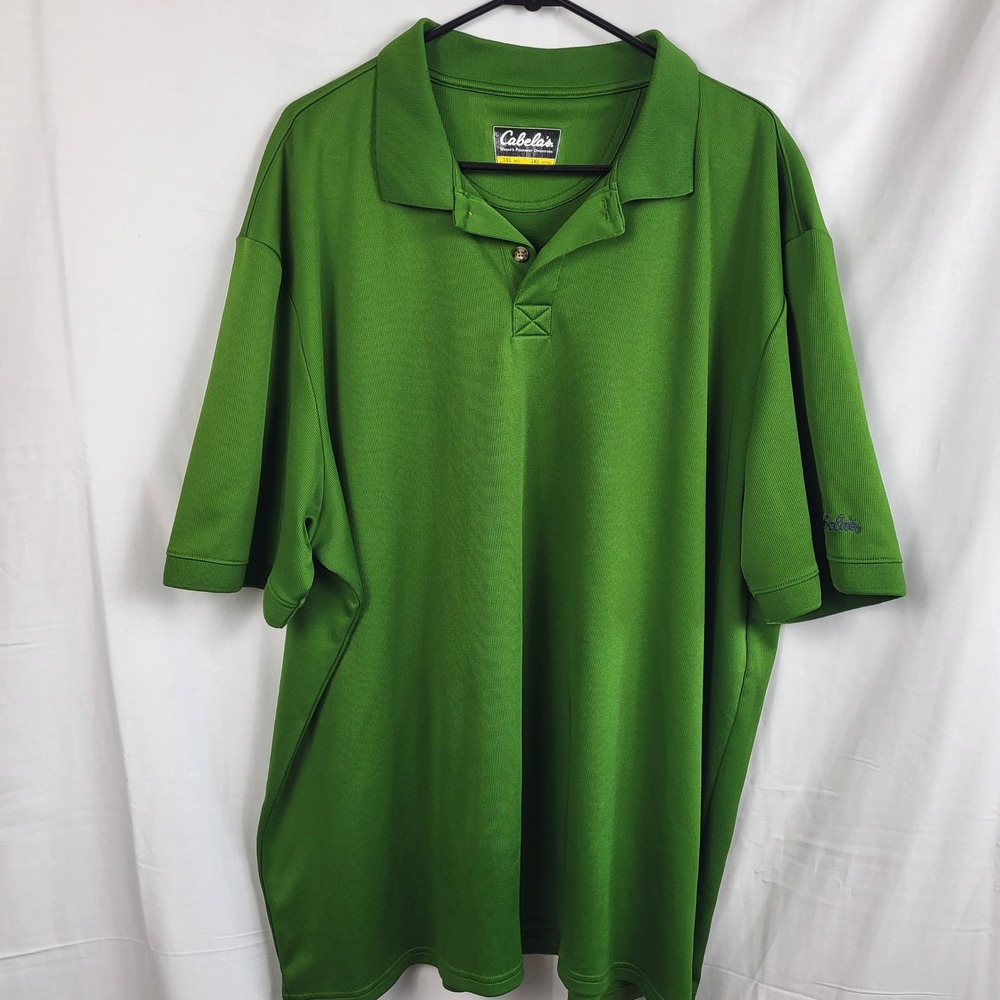 Cabelas Polo Shirt Men 3XL Green Short Sleeve Outdoor Casual Performance Fishing